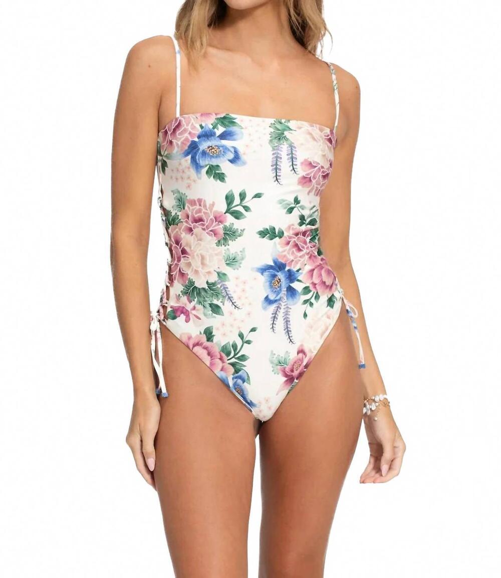 NEW AGUA BENDITA nader posh reversible one piece swimsuit in ivory white